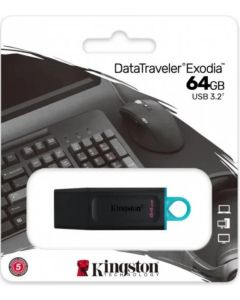 MEMORIA USB KINGSTON 64GB 3.2 DT EXODIA NEGRO/TUR (DTX/64)